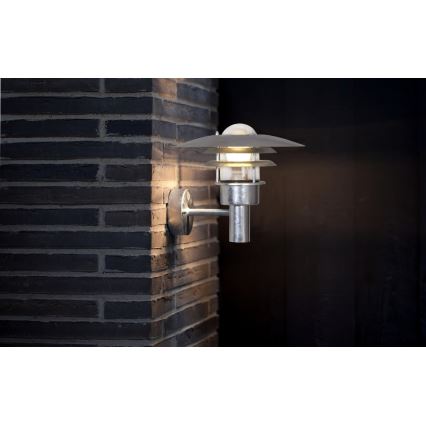 Nordlux - Вуличний настінний світильник LONSTRUP 1xE27/60W/230V IP44 срібний