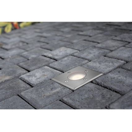 Nordlux - Вуличний ґрунтовий світильник PATO 1xGU10/35W/230V IP65 матовий хром квадратний