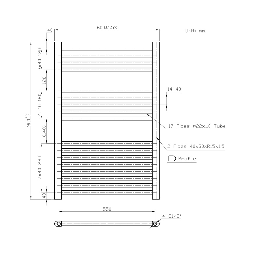 Novaservis - Драбинна рушникосушарка для ванної кімнати 478W/230V 90x60 cm, біла, пряма