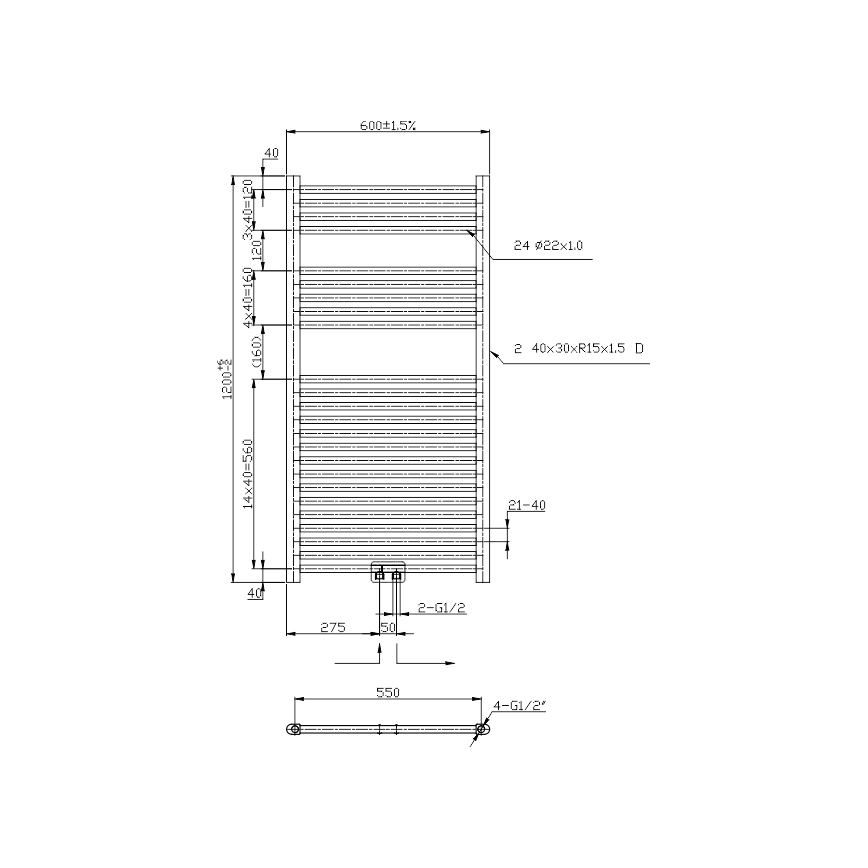 Novaservis - Рушникосушарка драбинчаста для ванної кімнати 423W/230V 120x60 cm, глянцевий хром, пряма