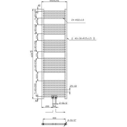 Novaservis - Рушникосушильний радіатор для ванної кімнати 423W/230V 160x45 cm блискучий хром прямий