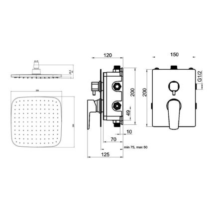 Novaservis - Душевой гарнитур со смесителем скрытого монтажа METALIA ECO матовый черный
