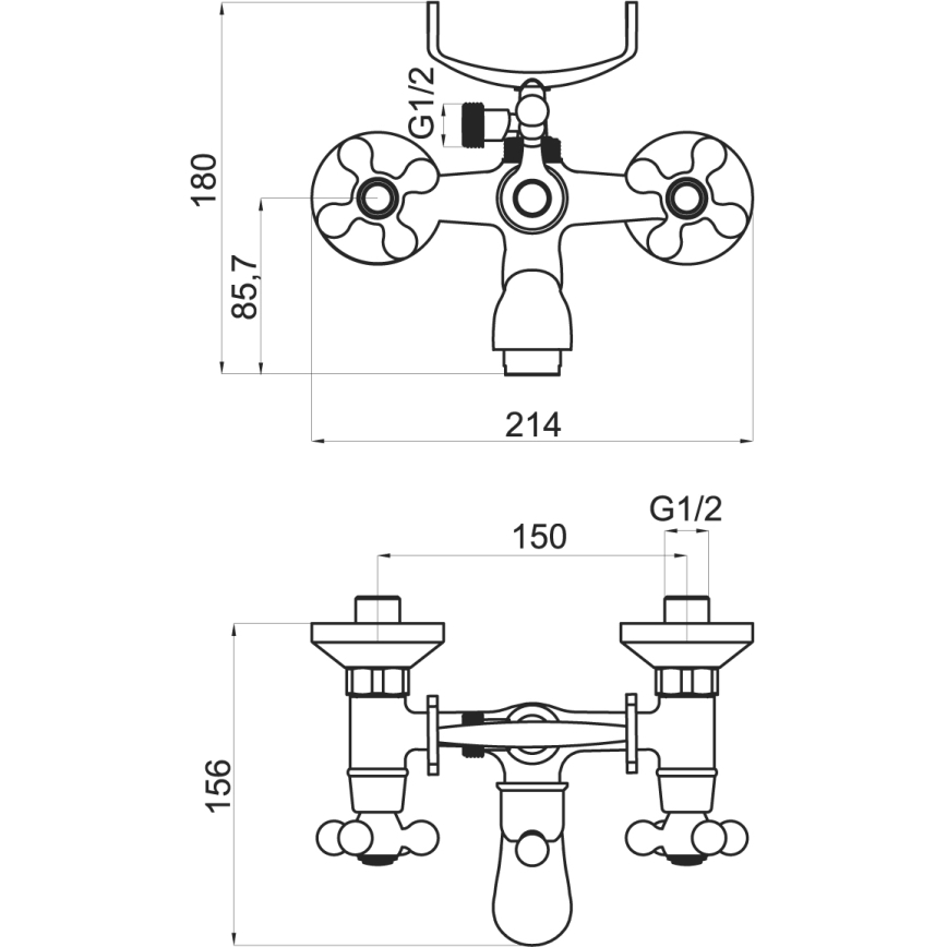 Novaservis - Набір для ванни зі змішувачем TITANIA RETRO, полірований хром