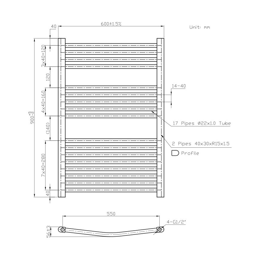 Novaservis - Ванный лесенчатый полотенцесушитель 478 Вт/230 В 90x60 см белый закруглённый