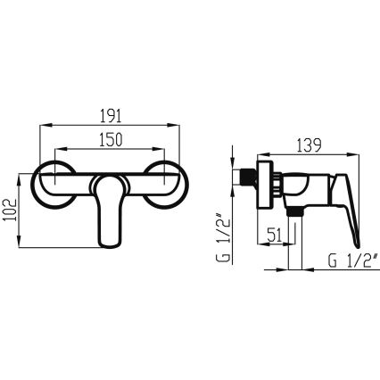 Novaservis - Змішувач для душу METALIA глянцевий хром