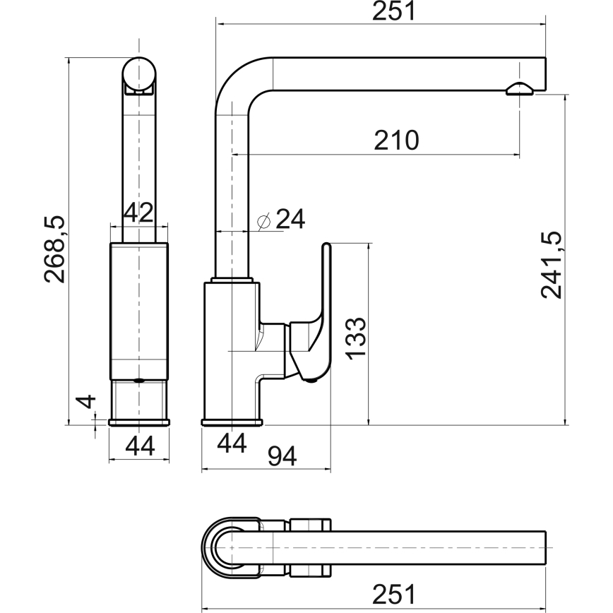 Novaservis - Змішувач для мийки NOBLESS SHARP, полірований хром