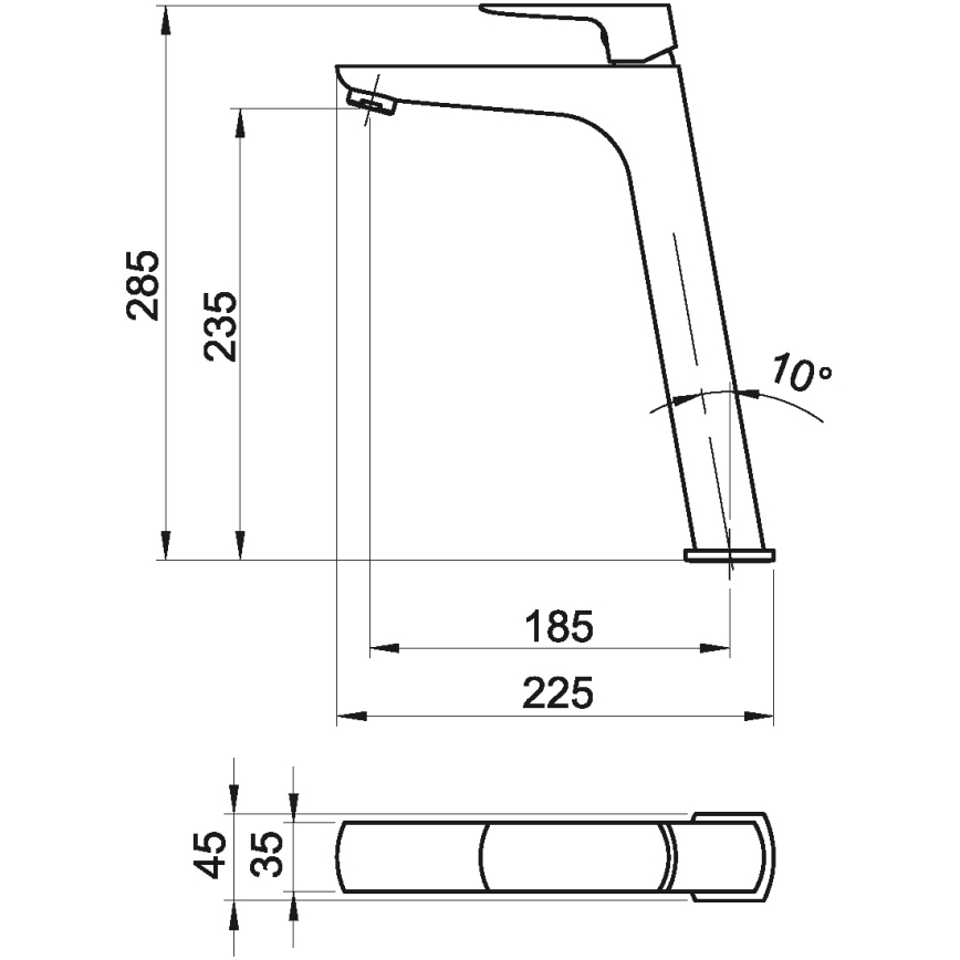Novaservis - Змішувач для умивальника NOBLESS EGO 28,5 см матовий чорний