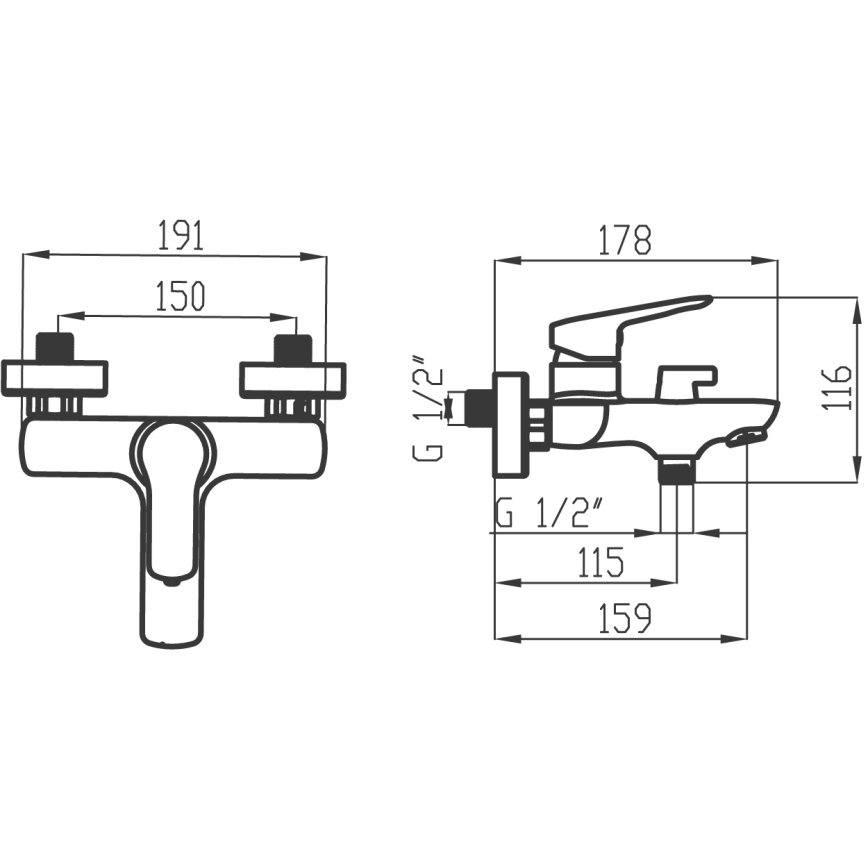 Novaservis - Змішувач для ванни METALIA глянцевий хром