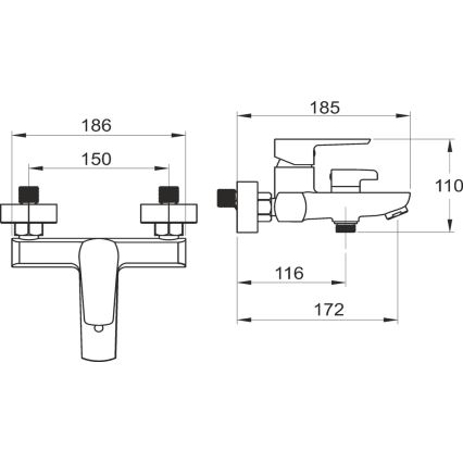 Novaservis - комплект для ванны со смесителем METALIA черный