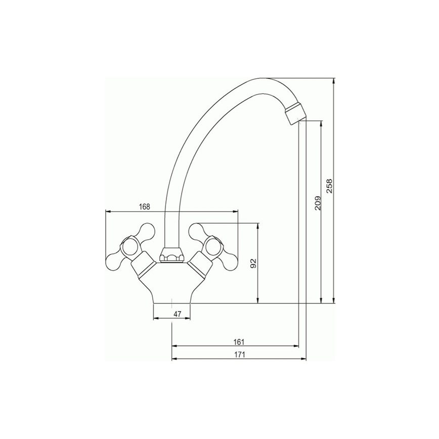 Novaservis - кухонний змішувач TITANIA RETRO, глянцевий хром