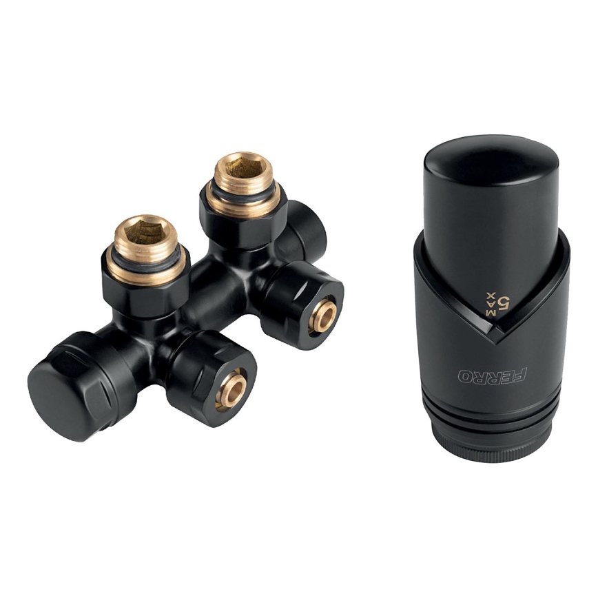 Novaservis - кутовий комплект для радіаторів із центральним підключенням, чорний