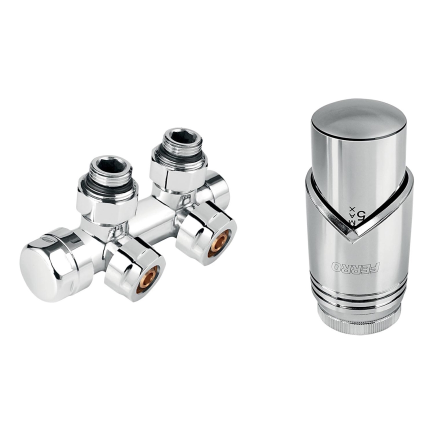 Novaservis - Кутовий комплект для радіаторів із центральним підключенням, глянцевий хром