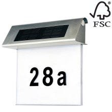 Номер будинку з підсвіткою на сонячній батареї LED/2x0,07W/2,4V IP44 – сертифіковано FSC