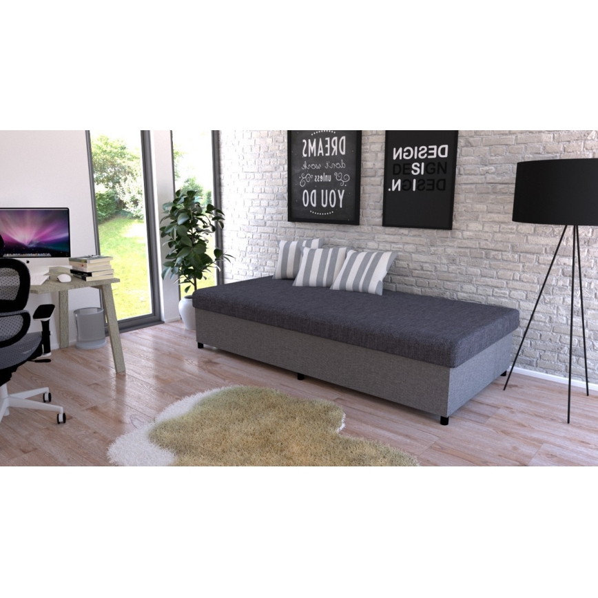 Оббита кушетка з місцем для зберігання CORY 80x200 сіра