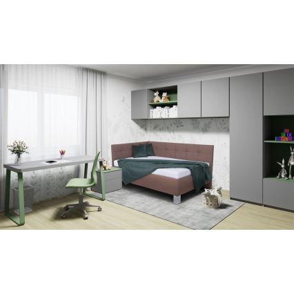 Оббита ліжко з матрацом та місцем для зберігання MARIA PETITE 120x200 см коричневого кольору