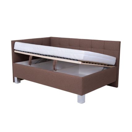 Оббита ліжко з матрацом та місцем для зберігання MARIA PETITE 120x200 см коричневого кольору