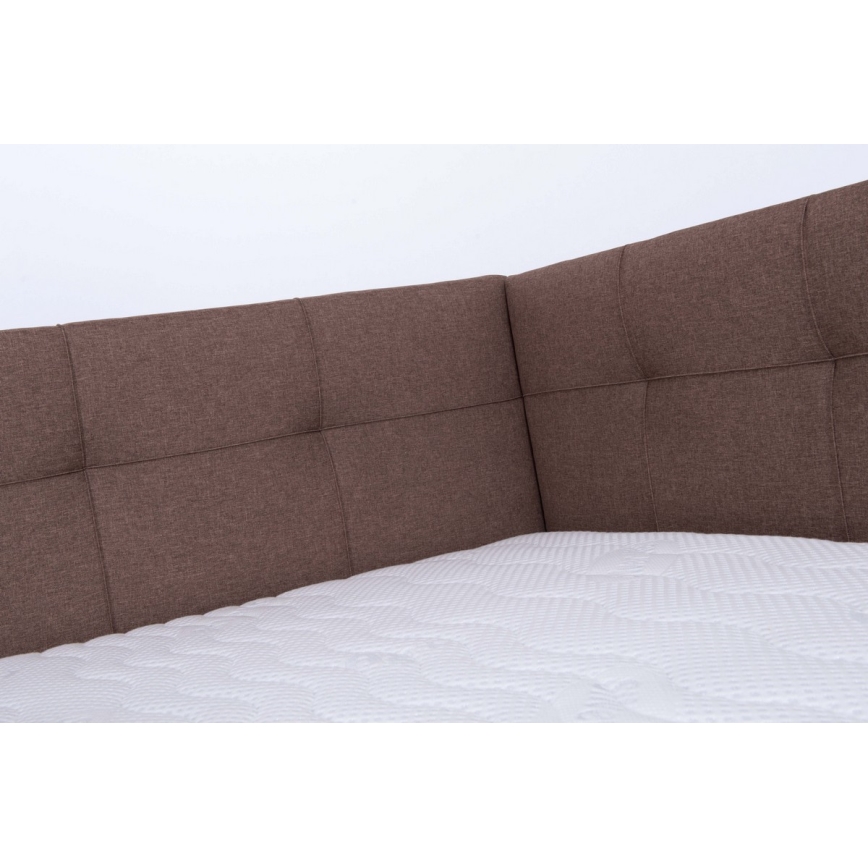 Оббита ліжко з матрацом та місцем для зберігання MARIA PETITE 120x200 см коричневого кольору
