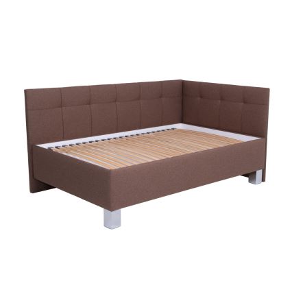 Оббита ліжко з матрацом та місцем для зберігання MARIA PETITE 120x200 см коричневого кольору