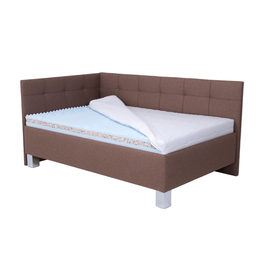 Оббита ліжко з матрацом та місцем для зберігання MARIA PETITE 120x200 см коричневого кольору