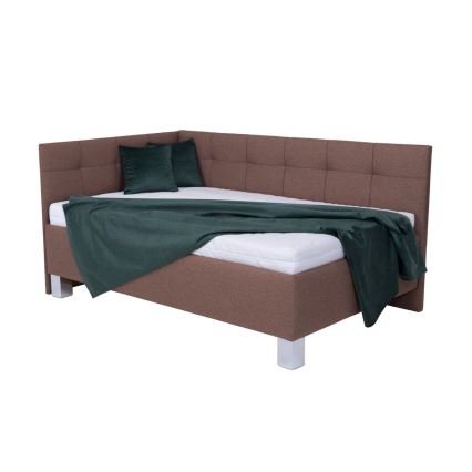 Оббита ліжко з матрацом та місцем для зберігання MARIA PETITE 120x200 см коричневого кольору
