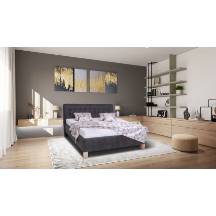 Оббита ліжко з матрацом та місцем для зберігання VIOLET 160x200 см темно-сірий