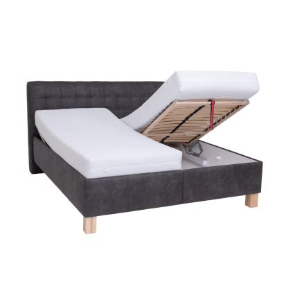 Оббита ліжко з матрацом та місцем для зберігання VIOLET 160x200 см темно-сірий