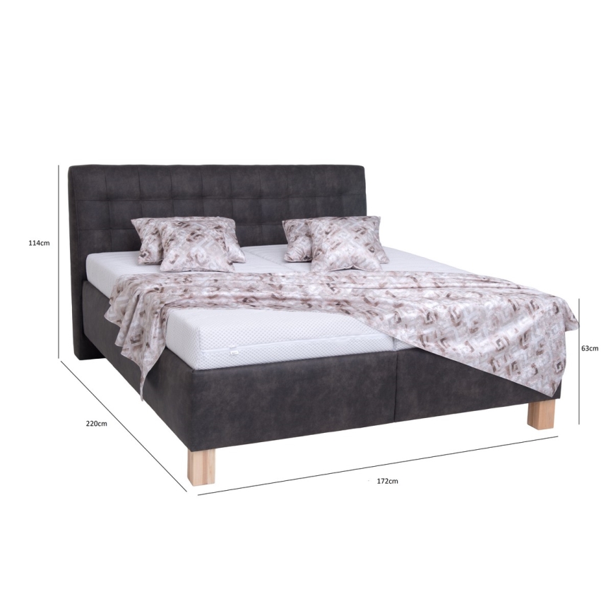 Оббита ліжко з матрацом та місцем для зберігання VIOLET 160x200 см темно-сірий