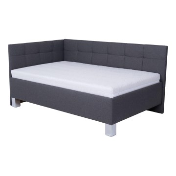 Оббита ліжко з матрацом та місцем для зберігання MARIA PETITE 120x200 см сірого кольору