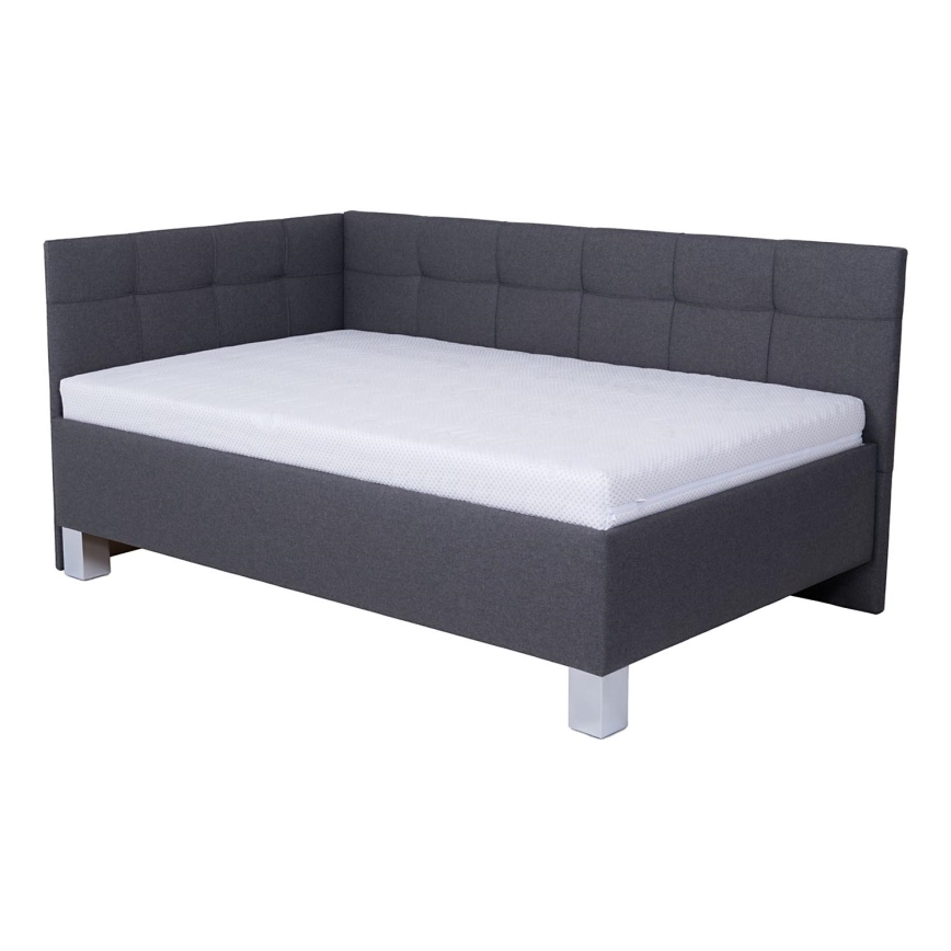 Оббита ліжко з матрацом та місцем для зберігання MARIA PETITE 120x200 см сірого кольору