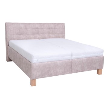Оббита ліжко з матрацом та місцем для зберігання VIOLET 160x200 см бежевий