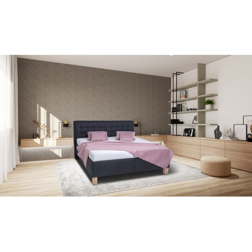 Оббите ліжко з місцем для зберігання, без матраца VIOLET 160x200 cm антрацит