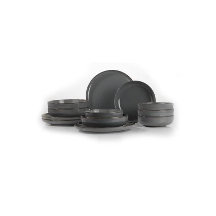 Обеденный набор, 12 предметов, серый/фарфор