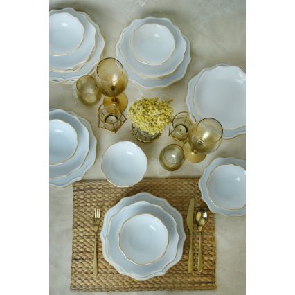 Обеденный набор 24 шт. белый/золотой/керамика