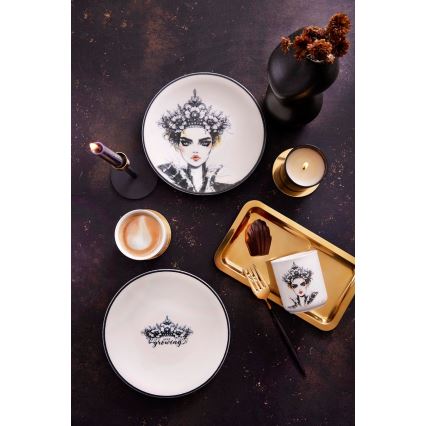 Обеденный набор 4 шт. черный/белый/фарфор