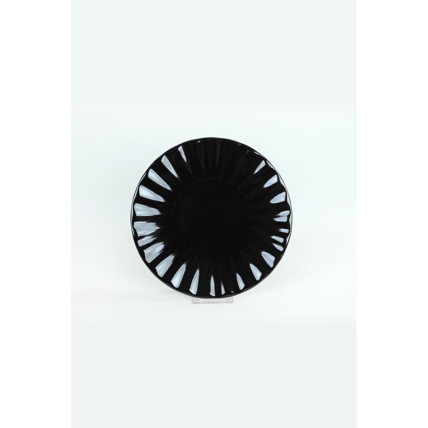 Обеденный набор из 24 предметов, чёрный, из каменной керамики