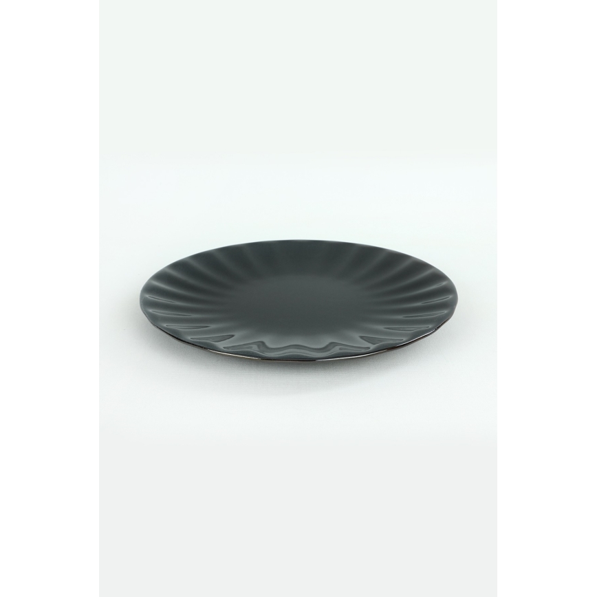 Обеденный набор из 24 предметов, чёрный, из каменной керамики