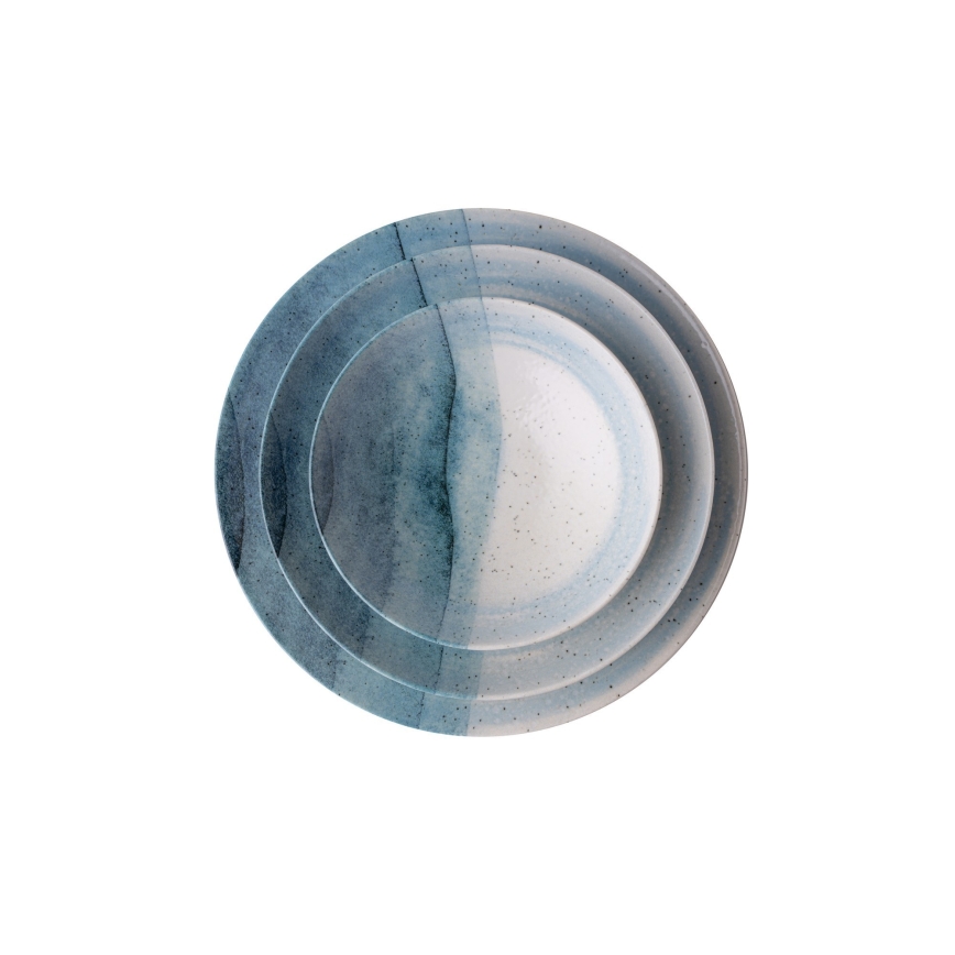 Обеденный набор из 24 предметов, синий/кремовый/фарфор