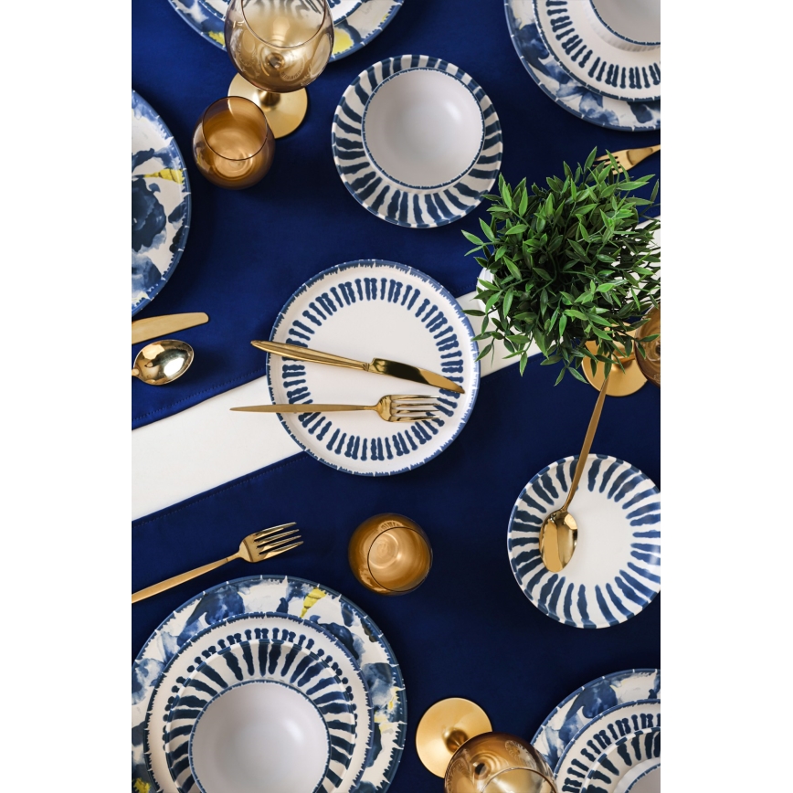 Обеденный сервиз, 24 предмета — белый/синий, из керамики