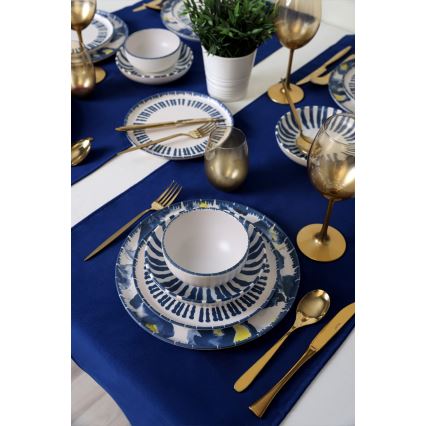 Обеденный сервиз, 24 предмета — белый/синий, из керамики