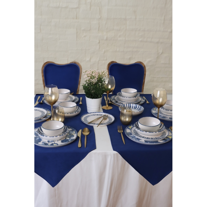 Обеденный сервиз, 24 предмета — белый/синий, из керамики