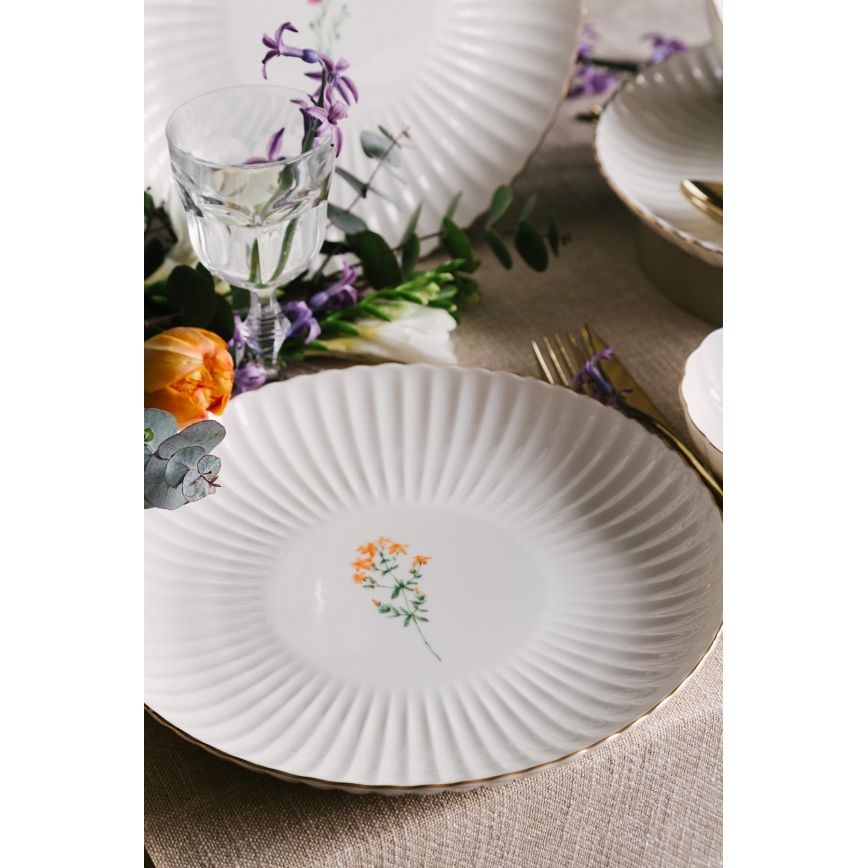 Обеденный сервиз 27 предметов белый/золотой/фарфор