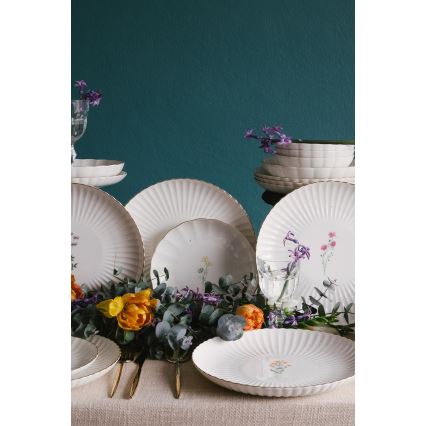 Обеденный сервиз 27 предметов белый/золотой/фарфор