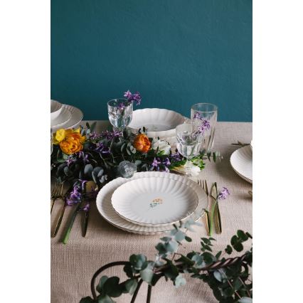 Обеденный сервиз 27 предметов белый/золотой/фарфор