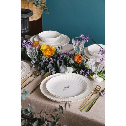 Обеденный сервиз 27 предметов белый/золотой/фарфор