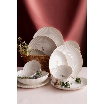 Обеденный сервиз 27 предметов белый/золотой/фарфор