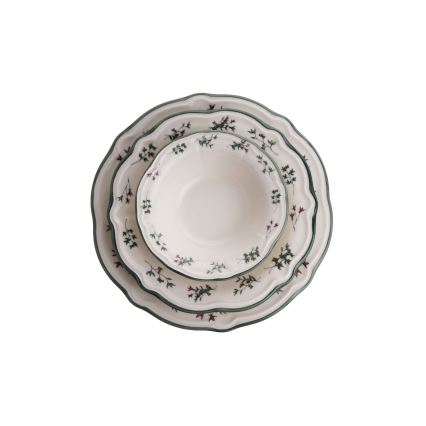 Обеденный сервиз из 24 предметов, белый/зелёный, фарфор