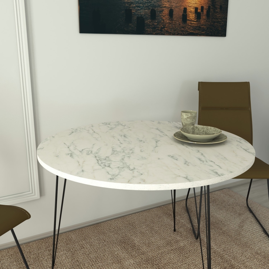 Обеденный стол SANDALF 75x90 см белый/черный