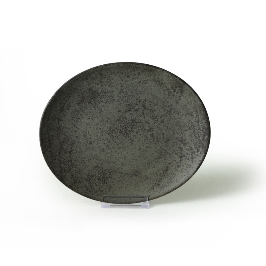 Обідній сервіз 18 шт антрацит/зелений/кам'яна кераміка