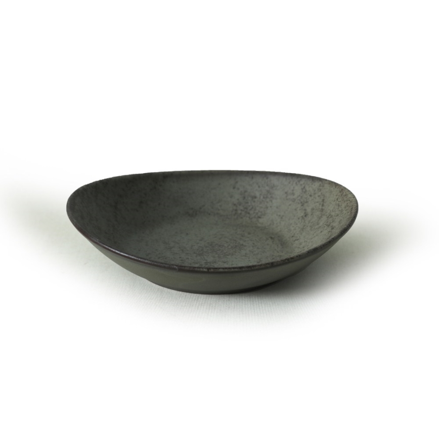 Обідній сервіз 18 шт антрацит/зелений/кам'яна кераміка