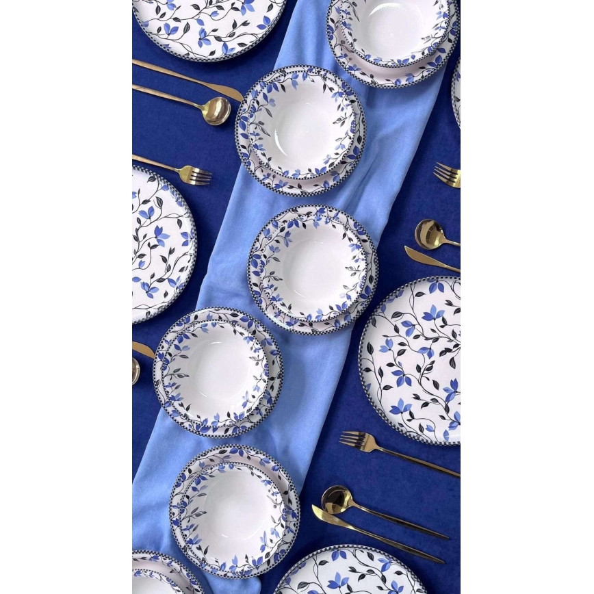 Обідній сервіз 18 шт синьо/білий/кераміка